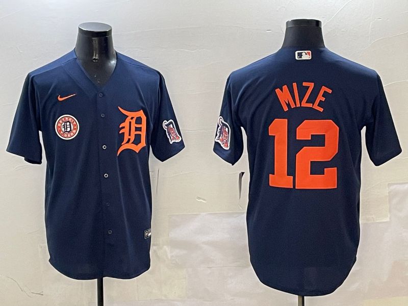 Men Detroit Tigers #12 Mize Drak Blue Game 2025 Nike MLB Jersey style 1